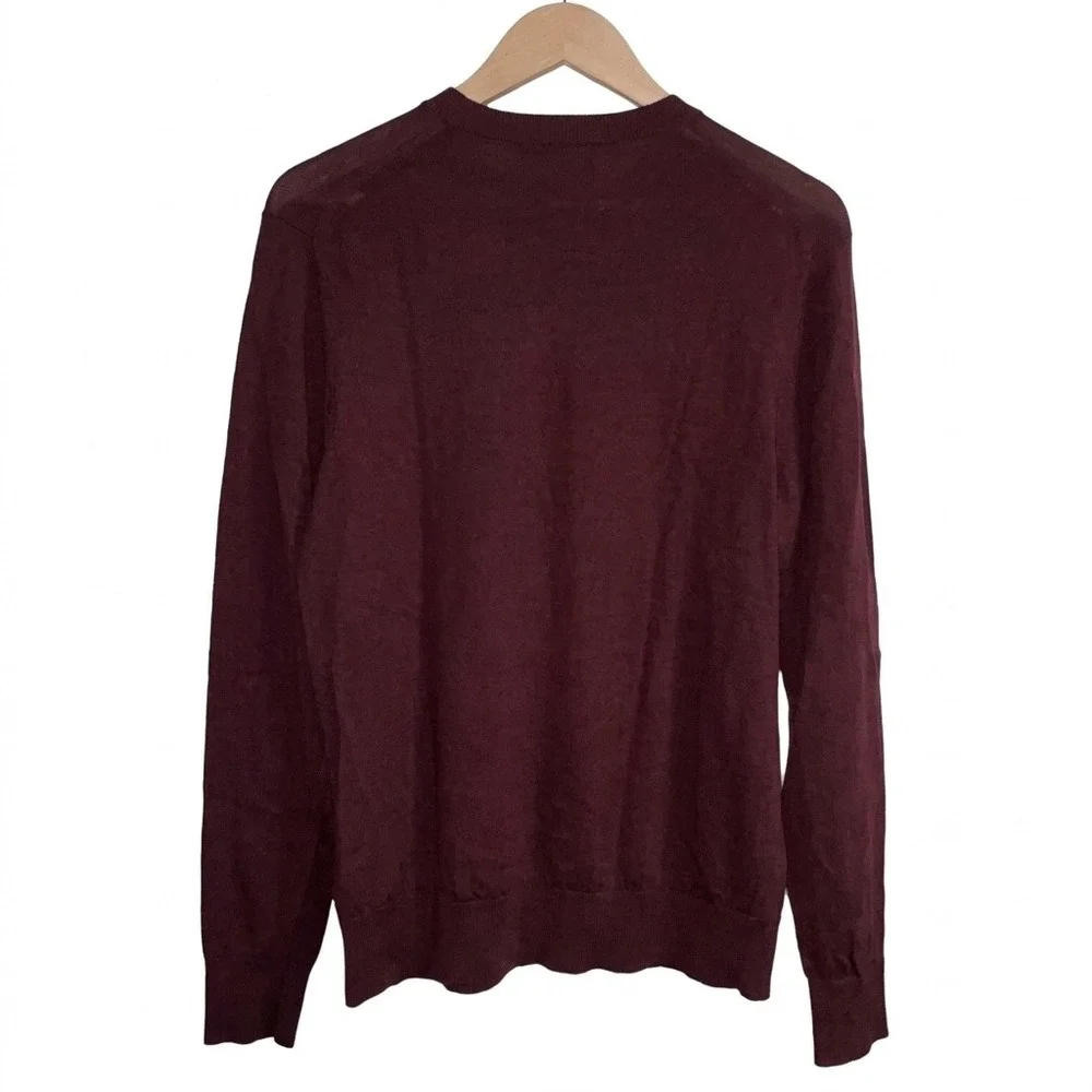Banana Republic 100% Merino Wool Crewneck Sweater Men's M Burgundy